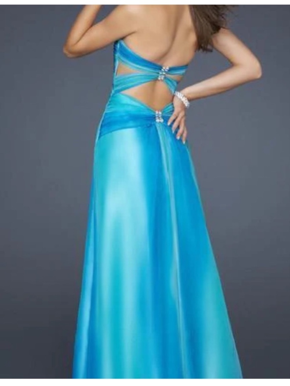 Vintage Cache blue green sweetheart gown prom dress 10